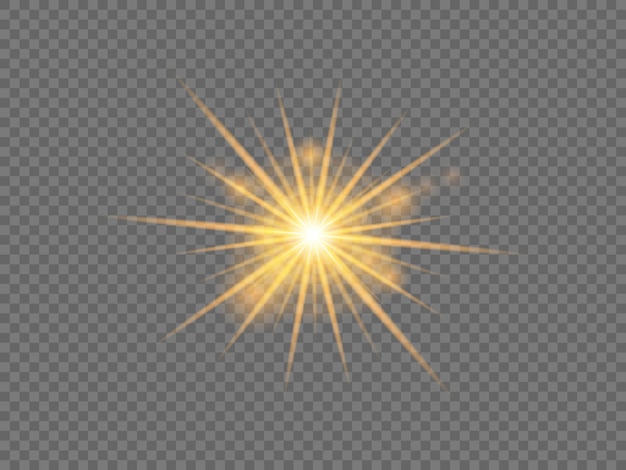L'éclat d'étoile dorée isolée sur un fond transparent Illustration vectorielle de la lumière brillante
