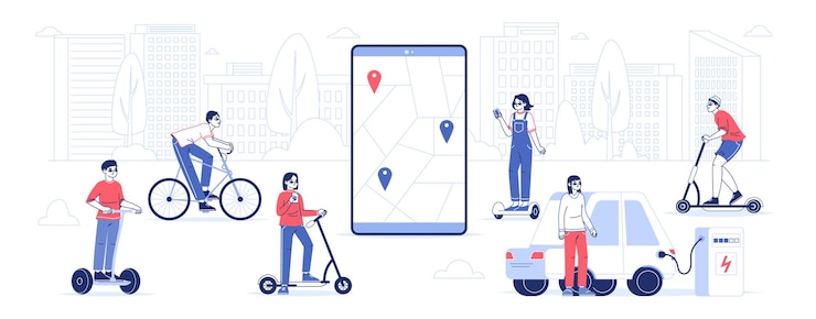 Vecteur eco city transport location service transport moderne partage concept illustration vectorielle plane