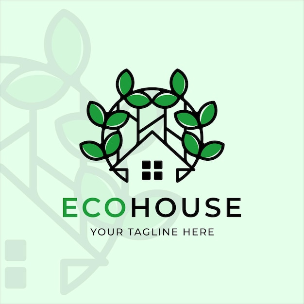 Vecteur eco house logo vector illustration modèle icône design graphique. bâtiment et architecture avec la nature des feuilles pour les entreprises et les entreprises