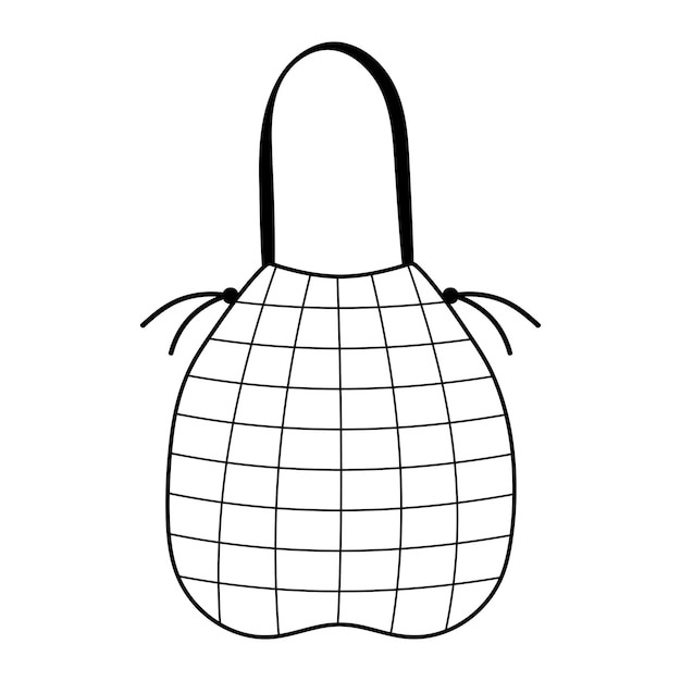 Eco shopping net bag in doodle style Ligne icône dessinée à la main Écologie zéro déchet sans concept plastique