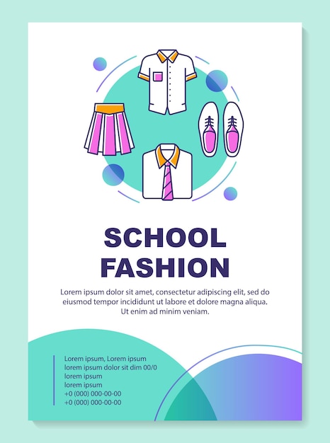 École, Mise En Page Du Modèle De Brochure De Mode Universitaire. Vêtements D'élèves. Flyer, Brochure, Conception D'impression De Dépliant Avec Des Illustrations Linéaires. Mises En Page Vectorielles Pour Magazines, Rapports Annuels, Affiches Publicitaires