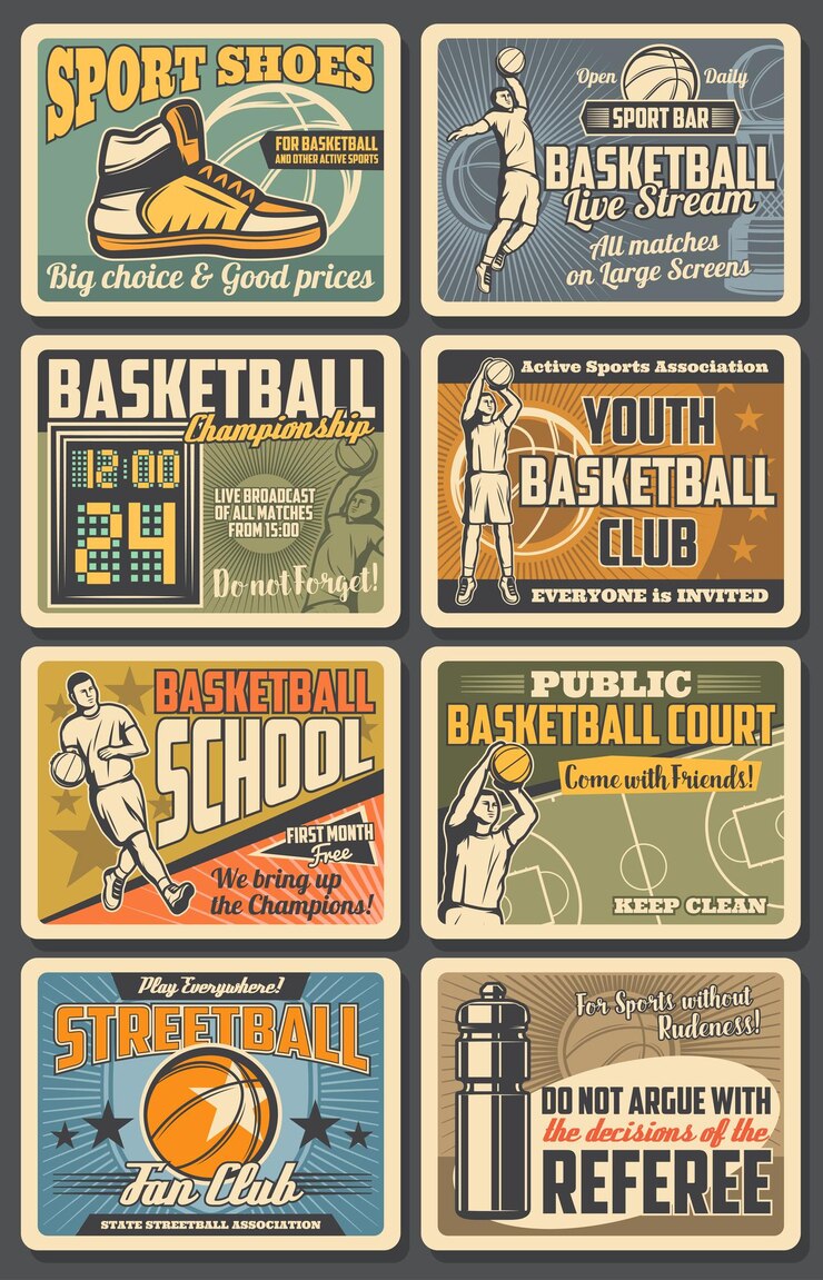 Vecteur école de sport de streetball fan club de basket-ball