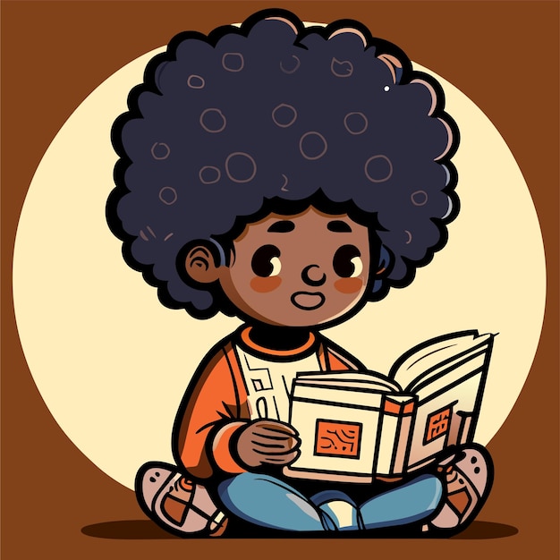 Vecteur un écolière lisant un livre dessiné à la main, un autocollant de dessin animé plat et élégant, un concept d'icône isolé.