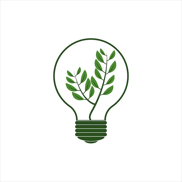 Économie D'énergie. électricité éco Et Verte. Ampoule Verte Avec Une Branche Et Des Feuilles à L'intérieur. Illustration Vectorielle.