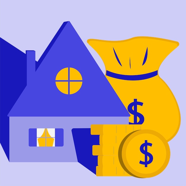 Économiser De L'argent Dans Le Concept D'illustration Plat Immobilier Immobilier