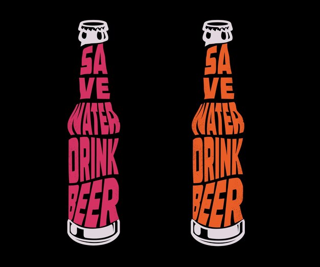 Vecteur Économisez de l'eau buvez de la bière t-shirt design verre à bière