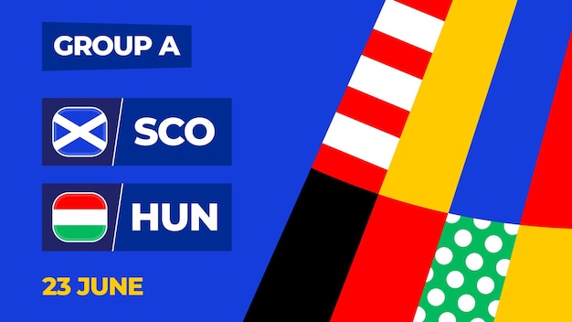 Vecteur Écosse vs hongrie match de football 2024 contre 2024 match de championnat de la phase de groupes contre les équipes compétition de championnat d'arrière-plan sportif