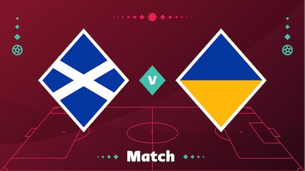 Ecosse vs Ukraine match Playoff Football 2022 match de championnat contre équipes sur le terrain de football Intro sport fond championnat compétition affiche finale illustration vectorielle