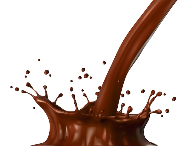 Vecteur Écoulement de lait au chocolat ou au cacao et éclaboussures corona