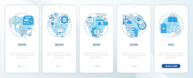 Écran de l'application mobile d'embarquement bleu du type EMS