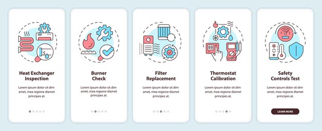 Écran d'application mobile d'inspection du chauffage à bord