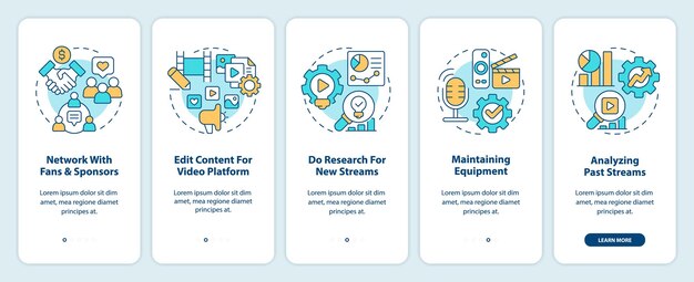 Écran d'application mobile d'intégration des activités de diffusion en direct professionnelles