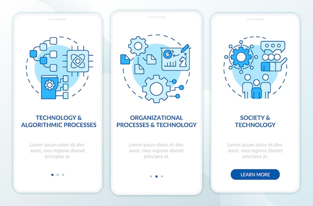 Écran d'application mobile d'intégration bleu de coopération des systèmes d'information