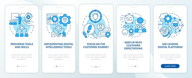 Écran de l'application mobile d'intégration bleue de la première stratégie numérique