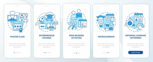 Écran De L'application Mobile D'intégration Bleue Des Tendances De L'éducation En Ligne