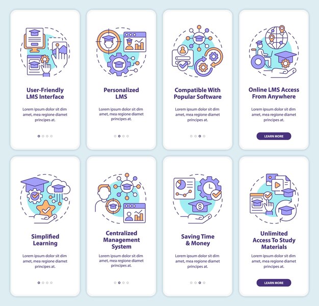 Écran d'application mobile d'intégration du système de gestion de l'apprentissage