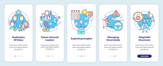Écran de l'application mobile d'intégration des principes de gestion de l'innovation