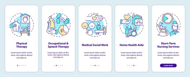 Écran de l'application mobile d'intégration des services de soins de santé à domicile