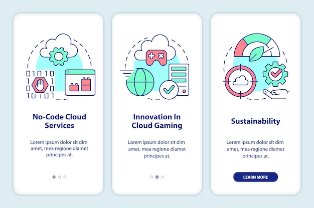 Écran d'application mobile d'intégration des tendances des technologies de cloud computing