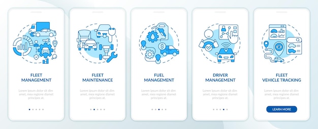 Écran bleu de l'application mobile d'intégration à la gestion du parc automobile