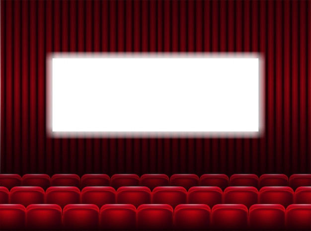 Vecteur Écran de cinéma. cinéma avec écran et siège. salle de théâtre avec intérieur.