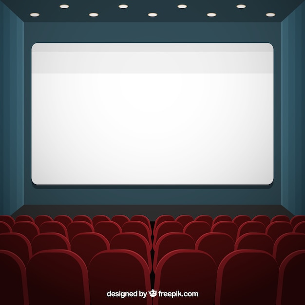 écran de cinéma avec fauteuils illuminés fond