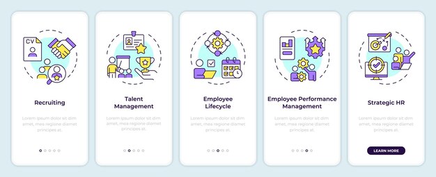 Écran d'intégration du processus RH à l'application mobile