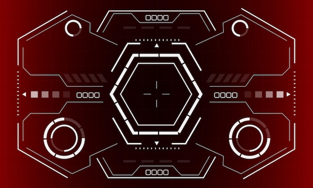 Écran D'interface Hexagonal Hud Scifi Hexagone Blanc Technologie Géométrique Futuriste Affichage Vecteur Rouge
