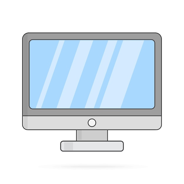 Écran d'ordinateur avec reflets lumineux à l'écran sur fond blanc Illustration design plat Graphiques vectoriels de stock