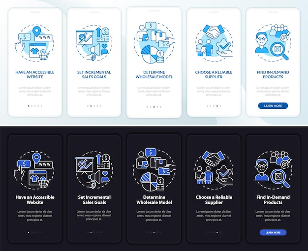 Écran De La Page De L'application Mobile D'intégration De La Croissance De L'entreprise De Distribution