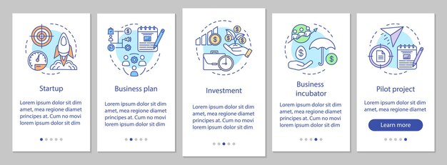 Écran De Page D'application Mobile D'intégration De L'industrie Commerciale Avec Des Concepts Linéaires. étapes De La Création D'instructions Graphiques Sur Les étapes De La Procédure Pas à Pas. Modèle Vectoriel Ux, Ui, Gui Avec Illustrations