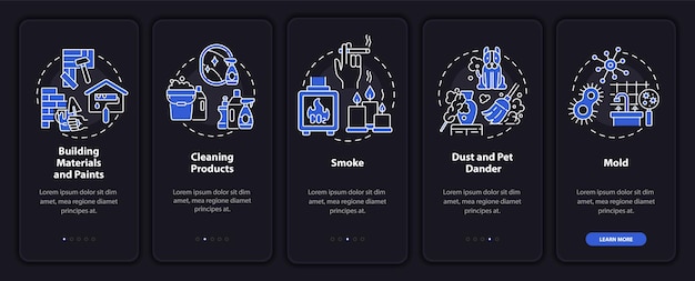 Écran De La Page De L'application Mobile D'intégration Des Polluants Atmosphériques à Domicile Avec Des Concepts