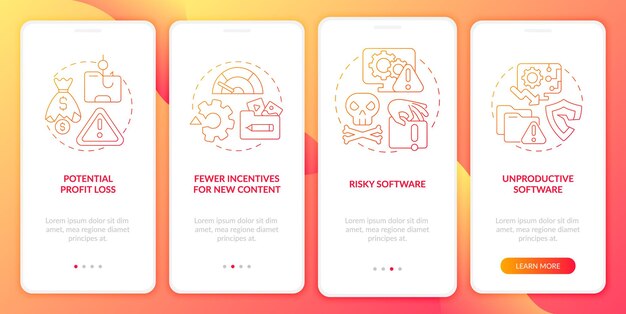 Écran de la page de l'application mobile d'intégration des problèmes de piratage numérique