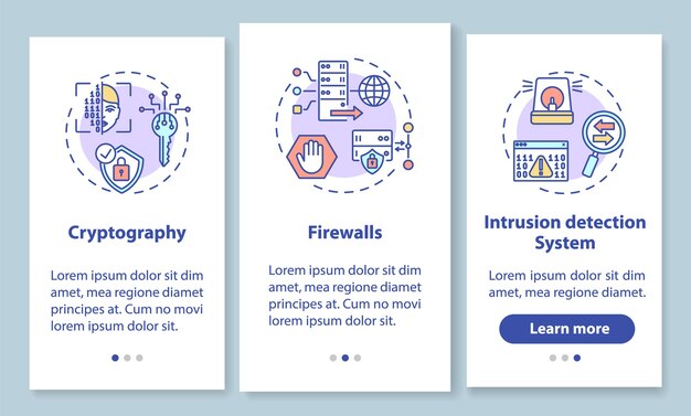 Écran De La Page De L'application Mobile D'intégration De La Sécurité Réseau Avec Des Concepts