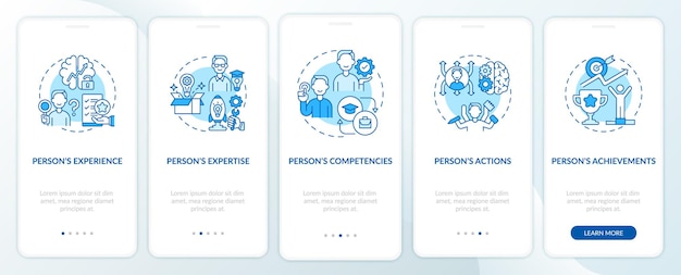 Écran de page d'application mobile d'intégration turquoise de composants de marque personnelle avec des concepts