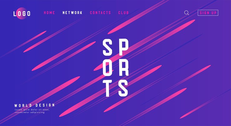 Écran de page de destination du site Web avec un arrière-plan stylisé moderne avec des lignes diagonales dynamiques