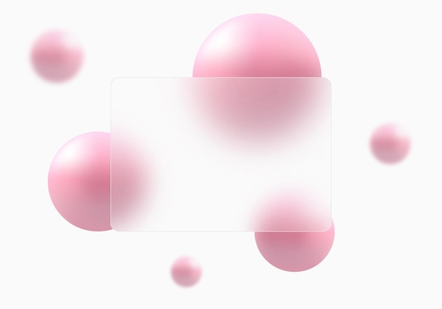 Écran de présentation horizontal avec effet de superposition de verre sur les sphères de gradient