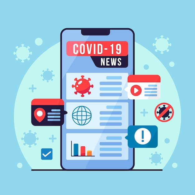 Écran de smartphone avec mise à jour du coronavirus