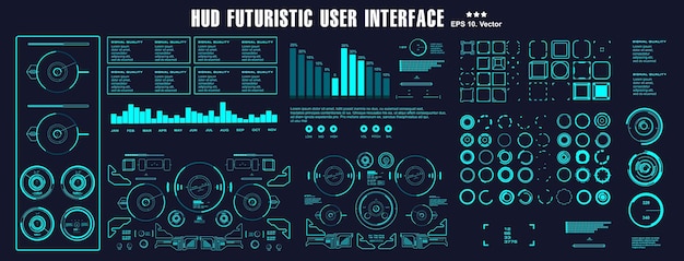 Écran De Technologie De Réalité Virtuelle D'affichage Bleu De Tableau De Bord Cible D'interface Utilisateur Futuriste Hud