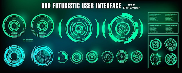 Écran De Technologie De Réalité Virtuelle D'affichage De Tableau De Bord Cible D'interface Utilisateur Vert Futuriste Hud