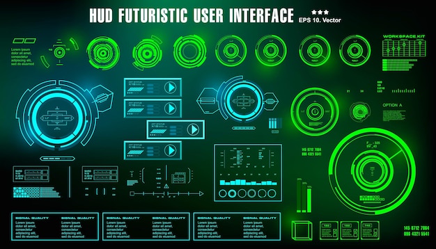 Écran De Technologie De Réalité Virtuelle D'affichage De Tableau De Bord Cible D'interface Utilisateur Vert Futuriste Hud