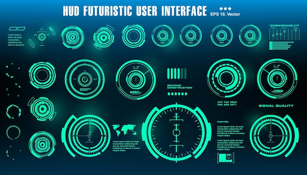 Écran De Technologie De Réalité Virtuelle D'affichage De Tableau De Bord Cible D'interface Utilisateur Vert Futuriste Hud