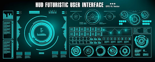 Écran de technologie de réalité virtuelle d'affichage de tableau de bord d'interface utilisateur vert futuriste HUD