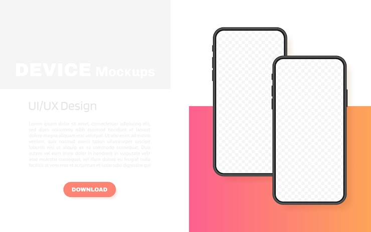 Vecteur écran vide de smartphones, téléphone. modèle pour infographie, présentation ou application mobile. interface de l'interface utilisateur. illustration moderne.