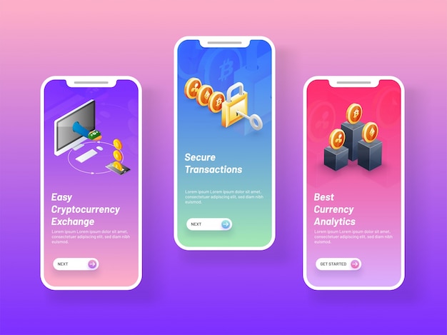 Écrans de démarrage mobiles avec écran de site Web ICO.