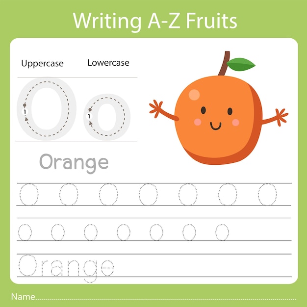 Écrire Des Fruits Az, Avec Le Mot Orange