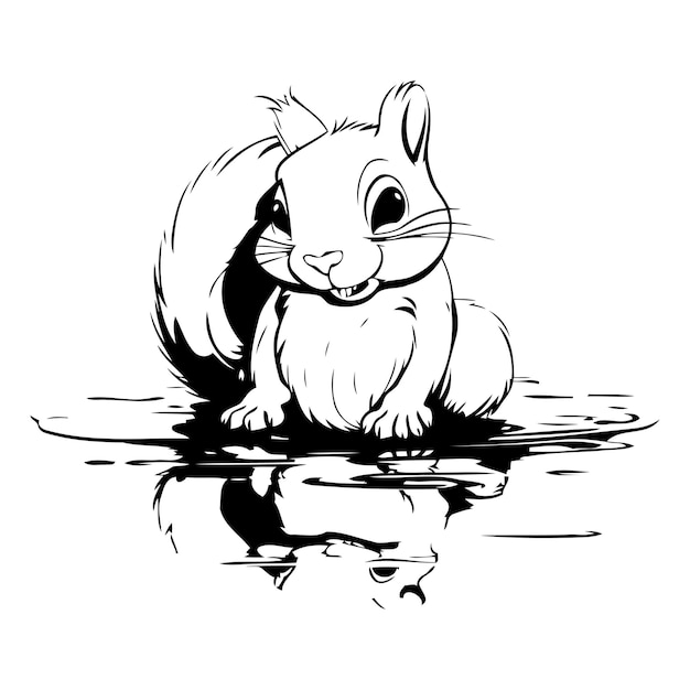 Vecteur l'écureuil dans l'eau illustration vectorielle sur fond blanc