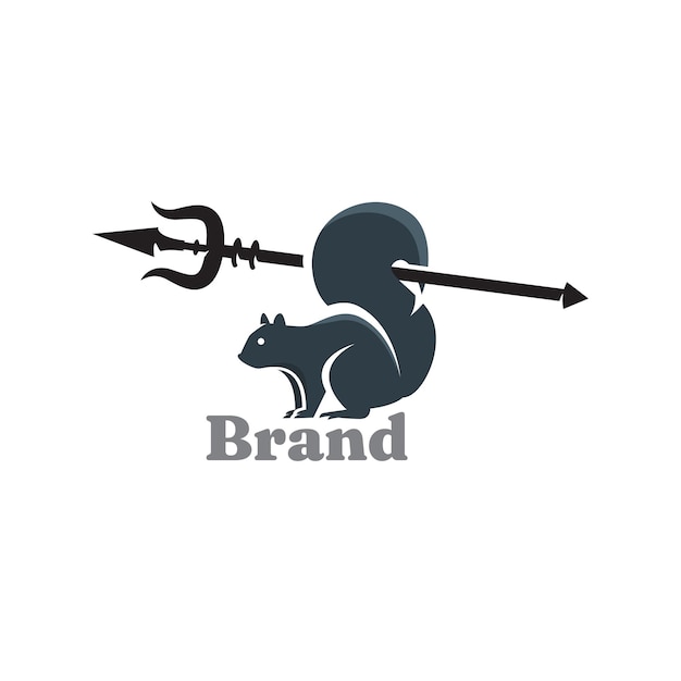 Écureuil Avec Modèle De Logo De Conception Trident