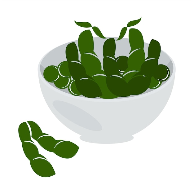 Vecteur edamame. nourriture japonaise, soja vert bouilli dans le pot. cuisine japonaise. stock illustration vectorielle