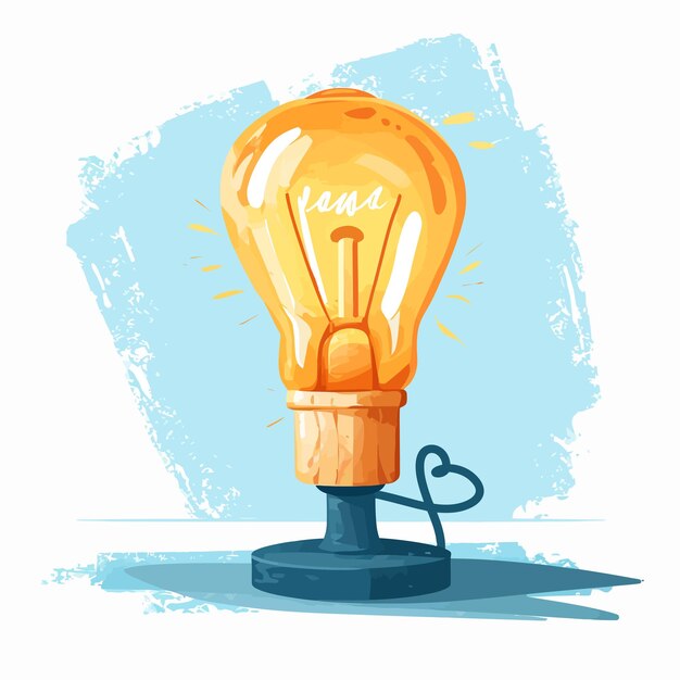 Vecteur education_concept_lamp_pencil_cartoon_style